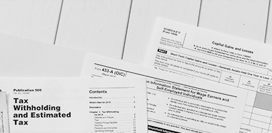 Tax documents on a desk